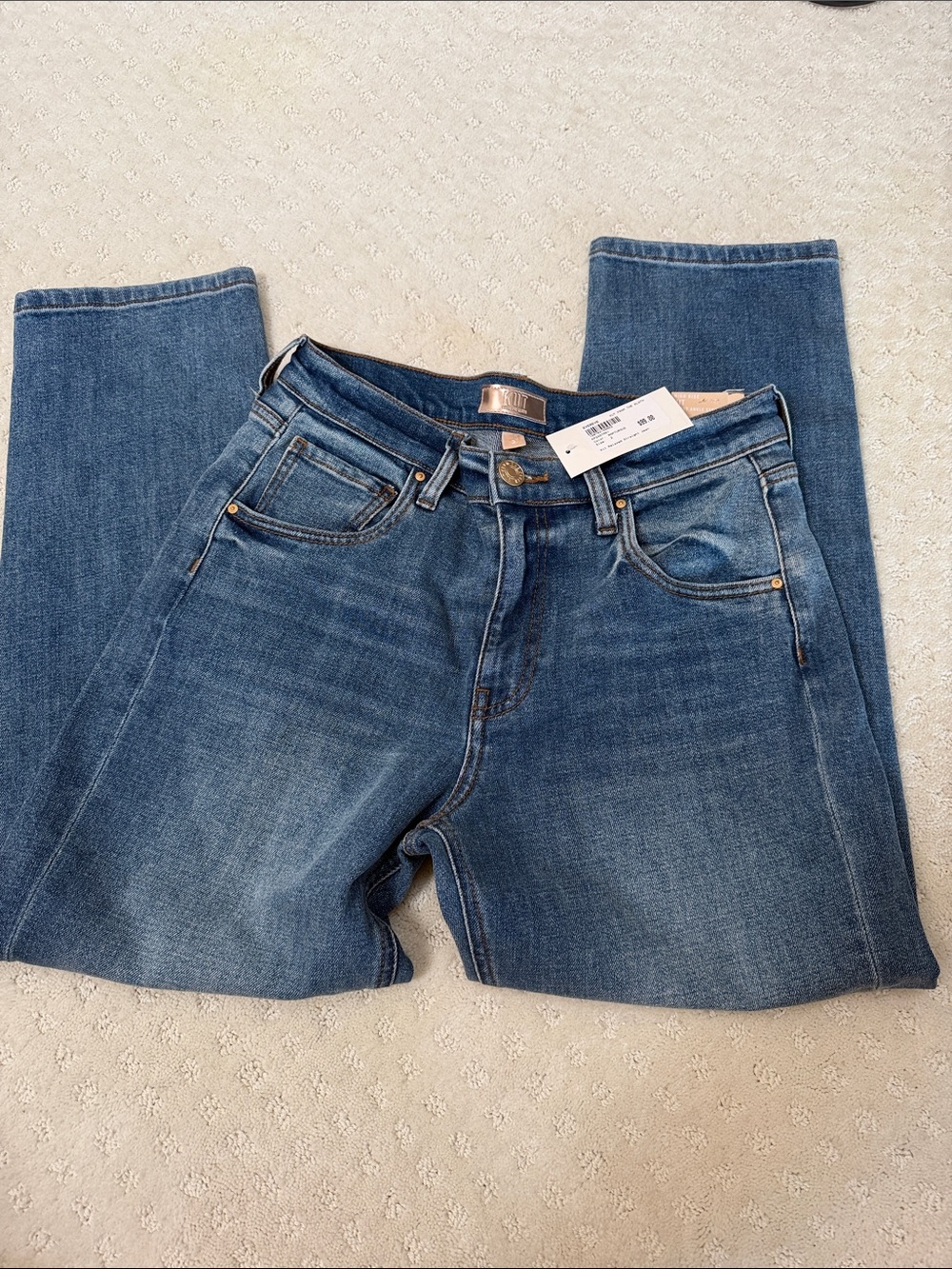 Kut from the Kloth Rapturous Mid Blue High-Rise Straight Jeans